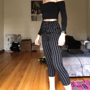 Pinstripe stretch pants